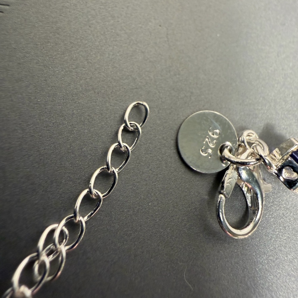 NEW 925 Sterling Silver Heart blue Bracelet - Picture 4 of 11